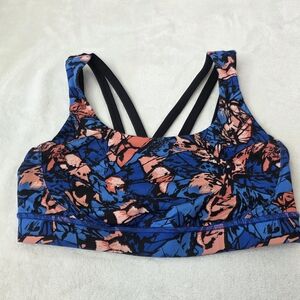 lululemon athletica Blue and Pink Floral Strappy Sports Bra